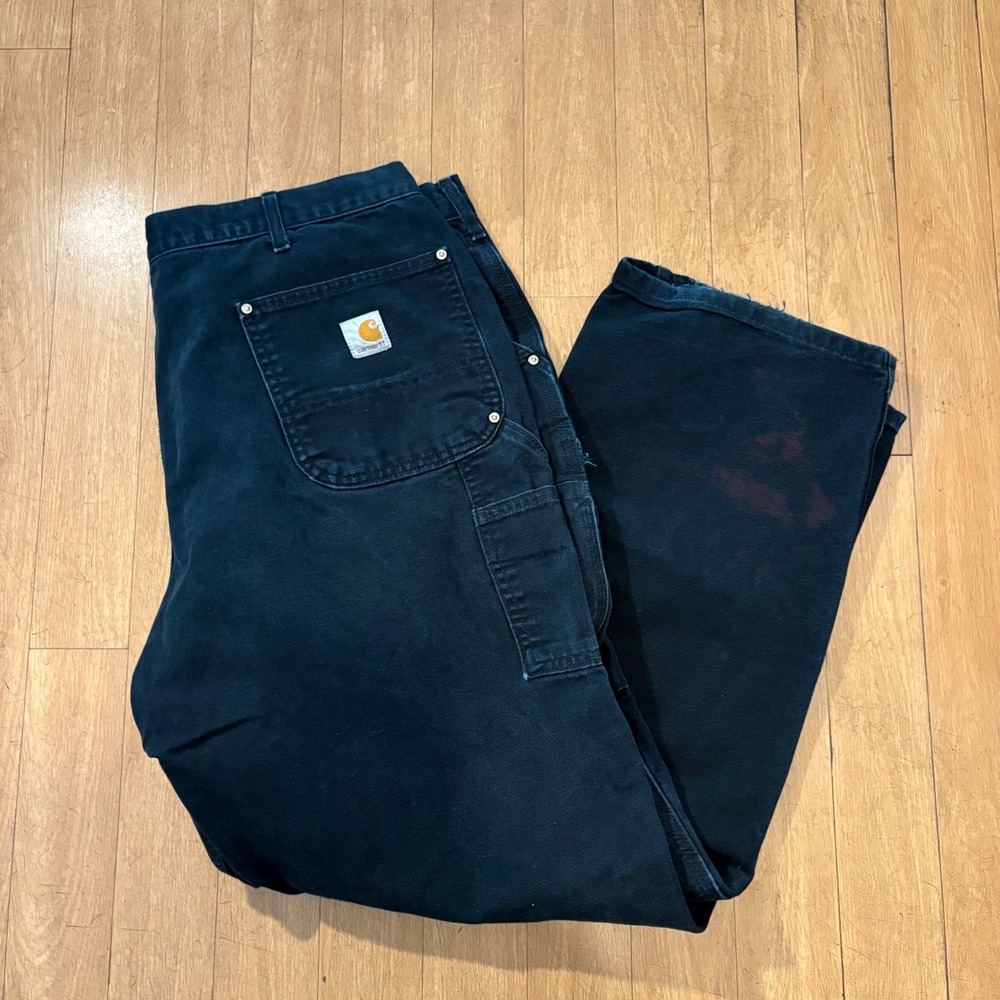 Carhartt B01 Black Double Knee Duck Canvas Logger Work Pants Made in USA 38x30